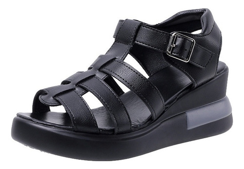 Zapatos Negro Sandalias Plataforma Romanos Dama Ocio De Moda
