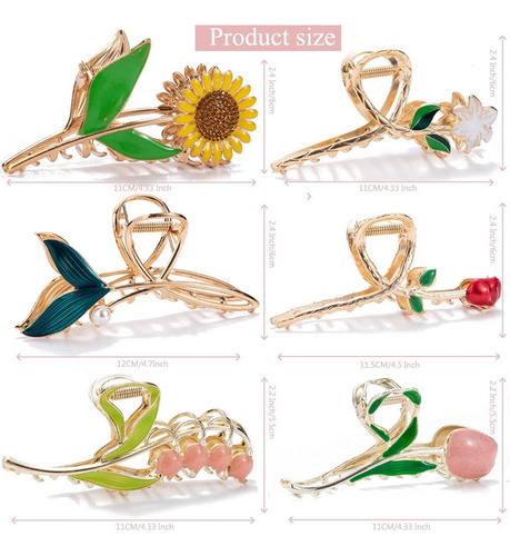 Pinzas Para El Cabello Con Flores, Pinzas Para El Cabello