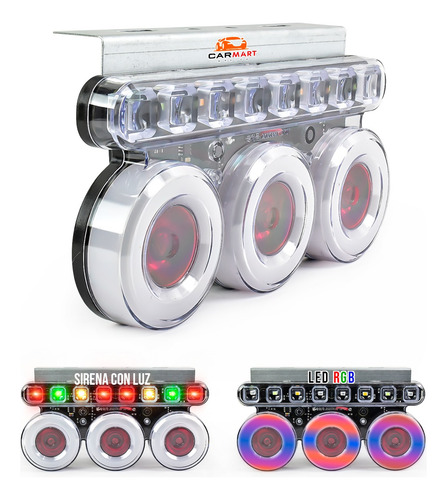 Sirena Alarma De Reversa Tipo Plafon Luz Rgb Camión