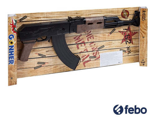 Rifle Gonher Juguete 8 Tiros De Fulminantes Ak47 Niños Febo