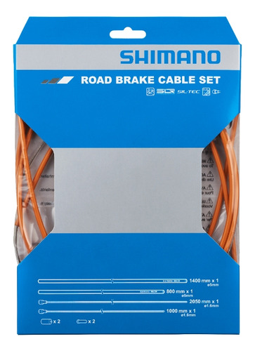 Juego Carcasa Cable De Freno Shimano Road Ptfe 1,6mm Naranja
