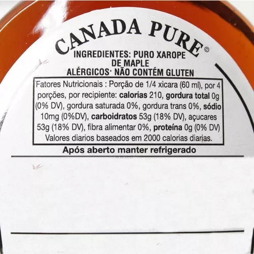 Xarope de Bordo Canada Pure Maple Syrup 100% 250ml (2 unidades