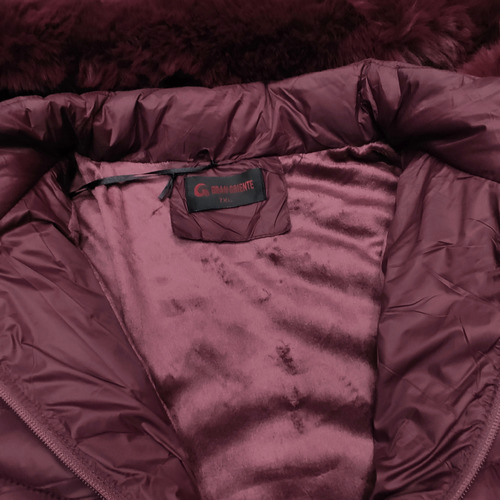 Campera Talla Grande Inflable Larga Piel Capucha Desmontable
