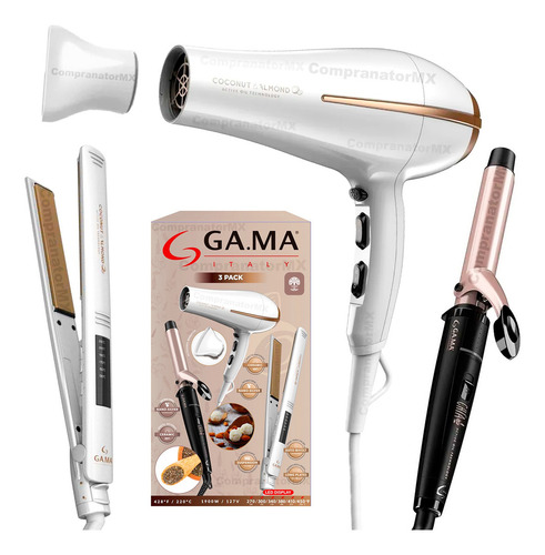 Secadora Pelo Coco Plancha Digital Almendr Rizadora Chía Color Blanco