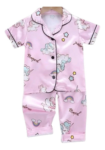Pijama Infantil Cetim Americano Unicórnio Calça+blusa 