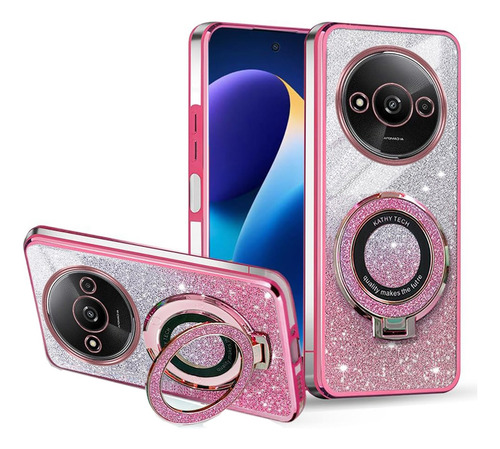 Funda Para Redmi A3 /a3x Case Brillo Brillante Niña Soporte Rosa Para Redmi A3 /a3x