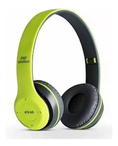 Fone Bluetooth Wireless Micro Sd Card P2 Mp3 Aux Fm Celular Cor Verde