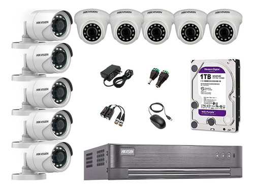 Kit 10 Camaras Full Hd 1080p Hikvision Disco 1tb P2p