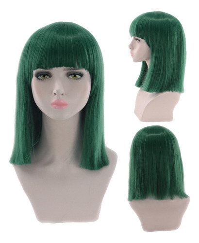Verde Oscuro - Peluca Bob Moderna Hasta Los Hombros Con Fleq