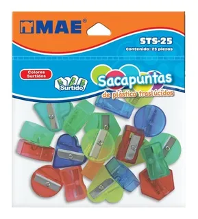 Sacapuntas Plastico Mae Translucido C/25 Piezas Sts-25 /vc