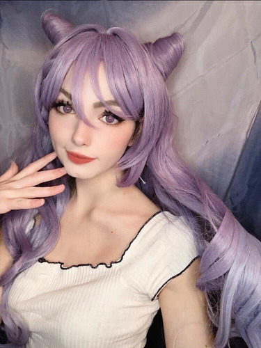 Peluca De Coletas Violeta Pastel Pelucas De Cosplay De Anime