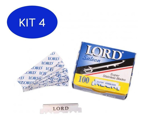 Kit 4 Lamina De Barbear Lord Saloon 1/2