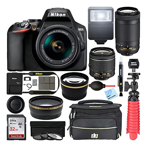 Cámara Dslr Nikon D3500 Con Af-p Dx 18-55 Mm Vr Y Paquete De
