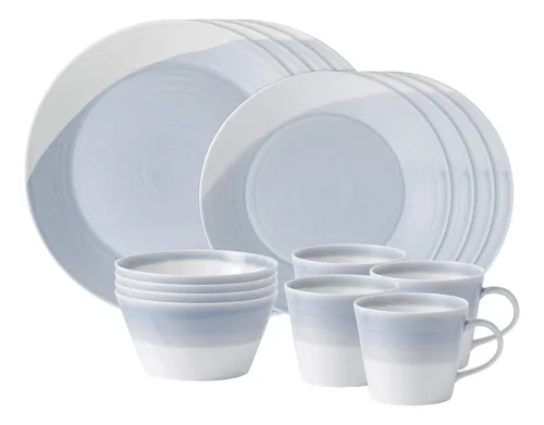 comprar Juego Platos Vajilla Porcelana 16 Piezas 28 Cms Azul 8342940
