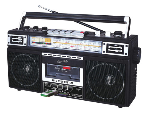 Supersonic Sc-bt 4 Bandas De Radio Y Reproductor De Casete . Color Negro