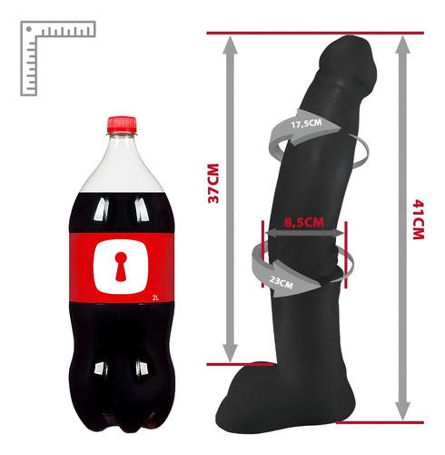 Pene gigante flexible con escroto de caballo, 41 x 8,5 cm, negro