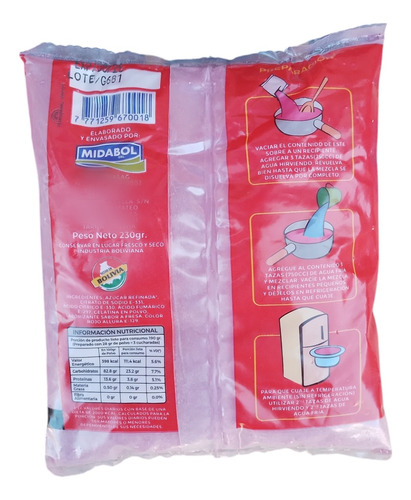 Gelatina Tomay Sabor Fresa Frutilla 230 G Pack X 6 Unidades
