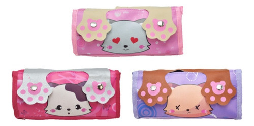 Lapicera Gato Pack 3 Piezas 2 Cierres Ll22mpc013 Lluvia Color Rosa/violeta Estampado