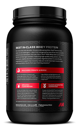 Combo X2 Proteína Muscletech Nitro Tech 100% Whey Gold X 2lb Sabor Chocolate