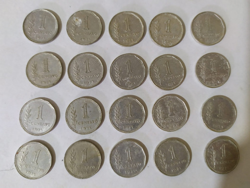 Lote 20 Monedas 1 Centavo 1971 Argentina 