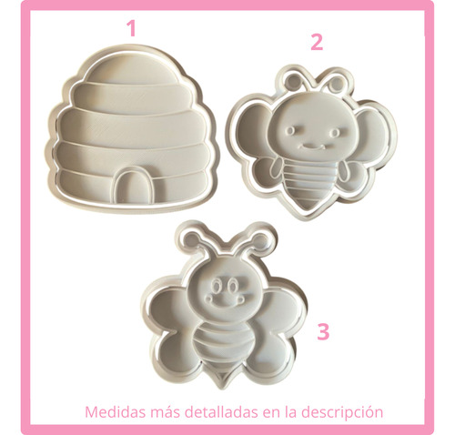 Cortantes De Galletitas + Sello Abejas 8cm | X3u Reposteria Combo 1