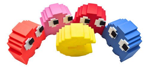 Pack Figuras Pacman + 4 Fantasmas 6cm Impresión 3d Makeme