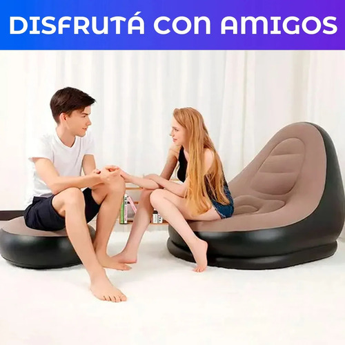 Sillon Puff Sofa Inflable Apoya Pies Living Inflador