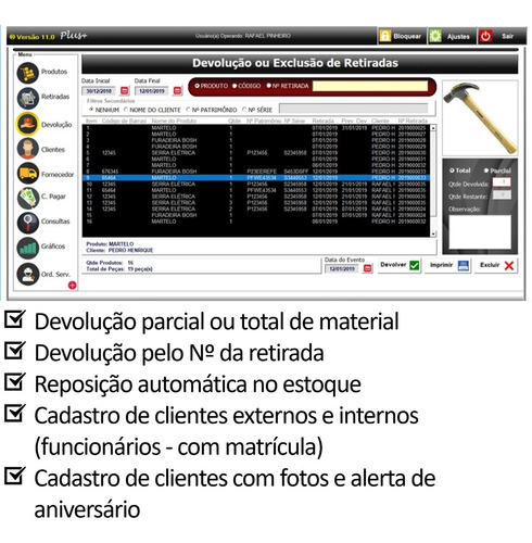Sistema Almoxarifado, Estoque, Retiradas, Ordem De Serviço