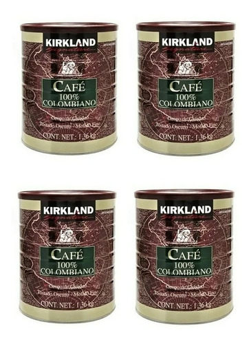 4 Latas De Café Molido Kirkland 100% Colombiano 1.36k