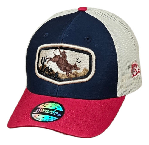 Gorra Vaquera De Malla Bordada 3d Monta Toro Monchos Caps