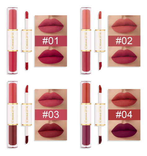 Hs Paquete De 8pcs Labiales De Larga Duración De Doble Punta