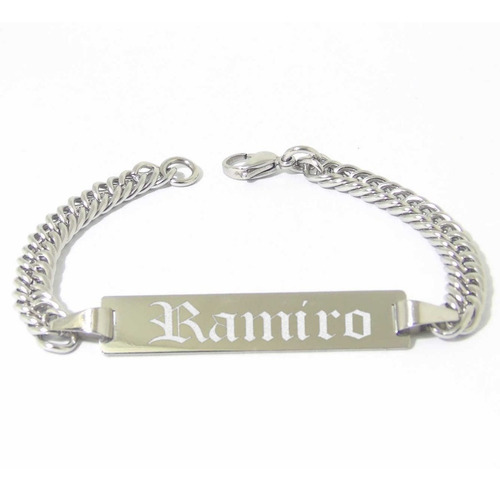 Imagen 7 de 10 de Pulsera Acero Quirurgico Personalizada Identidad 2 Unidades