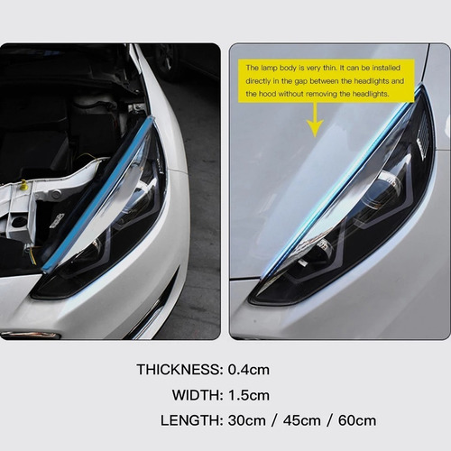 2 Tiras Cintas Luz Led Para Farolas De Carro 60cm C/u
