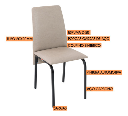 Kit manicure Ciplafe Barcelona 1 mesa amendoa dobrável e 2 cadeiras assento bege