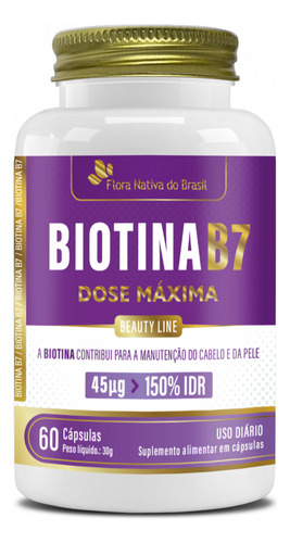 Biotina B7 Cabelo Pele Unha 150% Idr 60 Caps Frutas