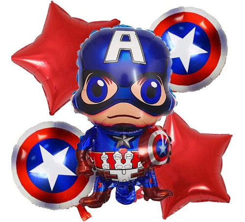 Set 5 Globos Decoración De Capitan America Avengers