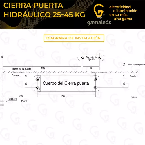 Cierra Puerta Brazo Hidraulico Metal Aereo 45 Kg A 75 Kg