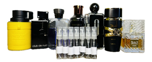 7 Muestras Perfume Árabe Hombre 5ml C/u Armaf Lataffa Afnan 