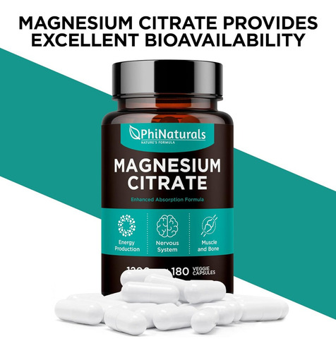 Suplemento En Tabletas Phinaturals Suplemento Citrato De Magnesio Vitamina Sabor Neutro En Botella De 180ml 180 Un