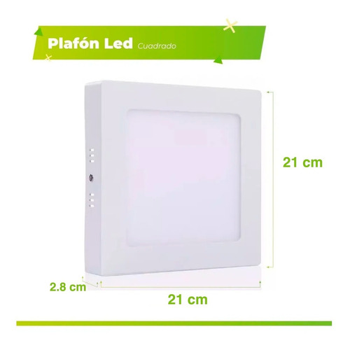 Panel Plafon Cuadrado 18w Macroled Pc18 Aplicar Blanco Calido