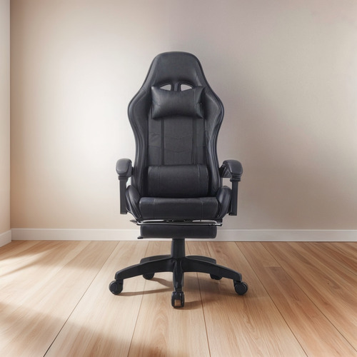 Ergonomic High Back Gaming Chair With Pu Leather, Adjustable Negro Cuero Sintético