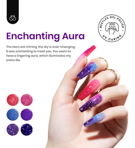 Kit 6 Esmaltes De Gel Para Uñas Coleccion Enchanting Aura 6 Colors Colors Changing Gel Polish