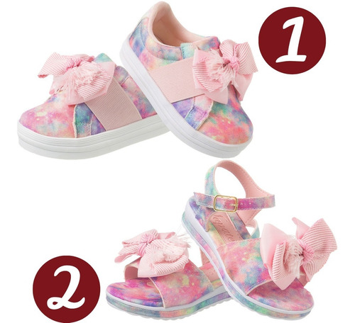 Imagem 2 de 6 de Kit 2 Pares Tenis Infantil Feminino Tênis Menina Escolar Kid