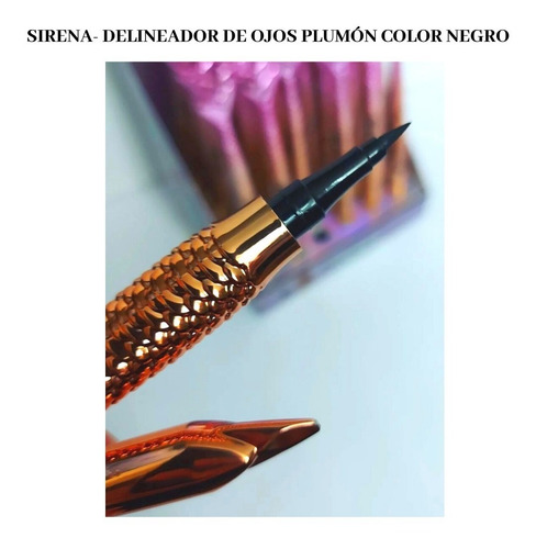 Imagen 2 de 2 de Delineador Ojos Plumón Sirena Color Negro