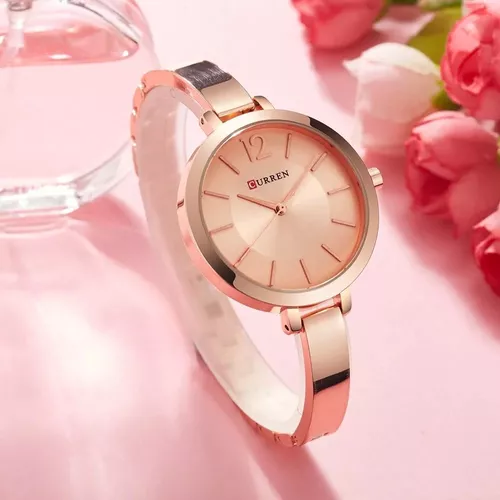 Kit Relógio Feminino Analógico com Pulseira Coração Rosé