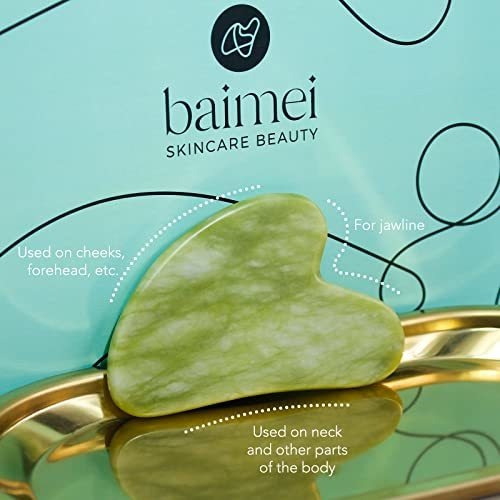 Rodillo De Jade Y Gua Sha Para Masaje Facial En Color Jade