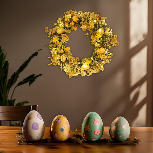 Guirnalda De Huevos De Pascua Para Puerta Delantera, 40cm,