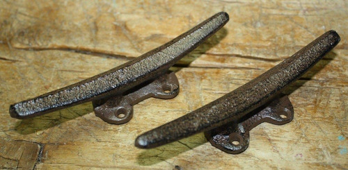 Gancho Vintage Antiguo 2 Hierro Fundido Estilo Barco Abrigo