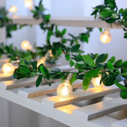 Luces Led J De Ratán Con Forma De Follaje, Arreglo De Luces