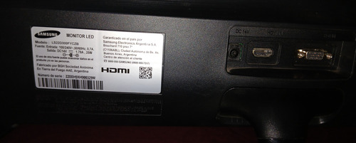 Monitor Samsung Led De 22'' 220v, Slim Con Fuente P/reparar Negro (Usado)